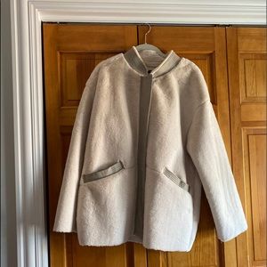 NBW Zara TRF faux fur thick long coat with leather